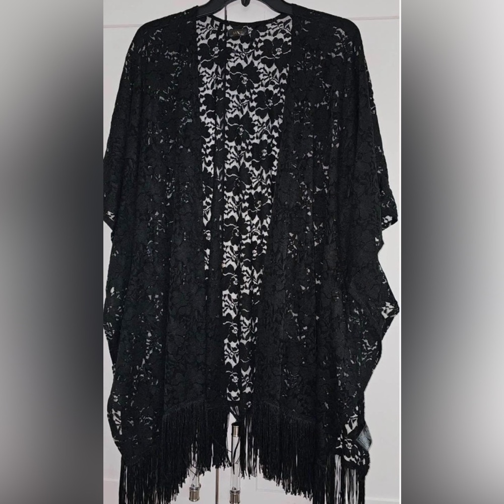 Black Lace Kimono Cardigan